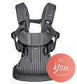 Многофункциональный рюкзак-кенгуру BabyBjorn One Cotton для ношения ребёнка на груди и на спине (Пинстрайп-серый) — Фото