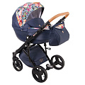 Детская коляска Lonex Comfort Carrello 2 в 1 (05 Deep Blue & Flowers
						
					) — Фото
