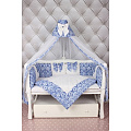 Комплект постели в кроватку AmaroBaby Элит Premium, 18 предметов (Синий) — Фото