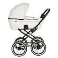 Детская коляска-люлька Pituso Leticia Classic, 100% экокожа, колесо D-14 (White Metalic
						
					) — Фото