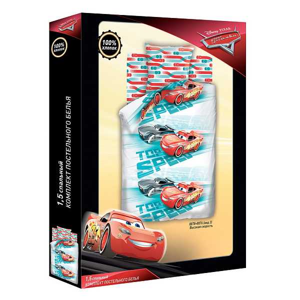 Комплект постельного белья Непоседа 1,5 бязь Тачки Высокая скорость 50x70 фото 2