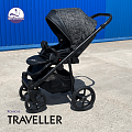 Детская прогулочная коляска Mr Sandman Traveller (Чёрный в принт
						
					) — Фото