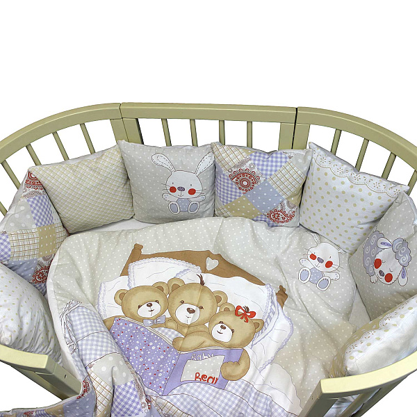 Комплект в кроватку L`Abeille Няшки, 4 предмета фото 2