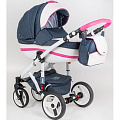 Детская коляска BeBe-Mobile Movo R 2 в 1, ткань+эко-кожа (R8 (Pink-Navy-Blue)
						
					) — Фото