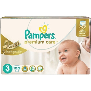 Детские подгузники Pampers Premium Care 3 Midi, 4-9 кг, 120 штук