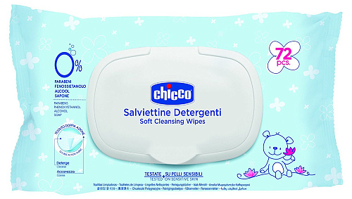 Очищающие салфетки Chicco 72 шт арт.09163 Очищающие салфетки Chicco 72 шт арт.09163 - Фото