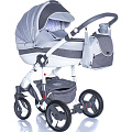 Детская коляска BeBe-Mobile Movo R 2 в 1, ткань+эко-кожа (R10 (White-Grey)
						
					) — Фото