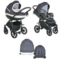 Детская коляска Tutis Nanni 2021 2 в 1 (020 графит+кожа светло-серая
						
					) — Фото