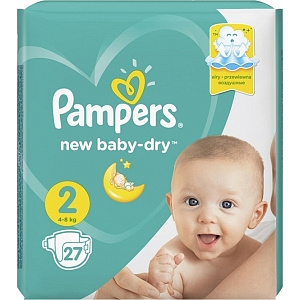 Детские подгузники Pampers New Baby-Dry 2, 4-8 кг, 27 штук