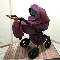 Детская коляска Nastella Martin 2 в 1, 100% эко-кожа (15 denim purple
						
					) — Фото