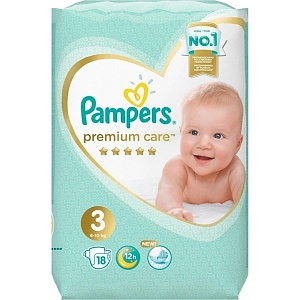 Детские подгузники Pampers Premium Care 3, 6-10 кг, 18 штук