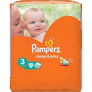 Детские подгузники Pampers Sleep & Play 3 Midi, 4-9 кг, 16 штук