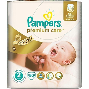 Детские подгузники Pampers Premium Care 2 Mini, 3-6 кг, 80 штук