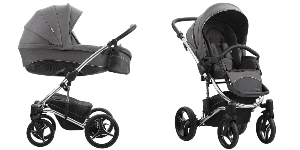 Детская коляска Bebetto Tito Premium Class Silver 2020 2 в 1 - Фото