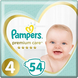 Детские подгузники Pampers Premium Care 4 Maxi, 9-14 кг, 54 штуки