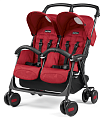 Детская прогулочная кoляcкa для двойни Peg-Perego Aria Shopper Twin Classico (Geo Red
						
					) — Фото