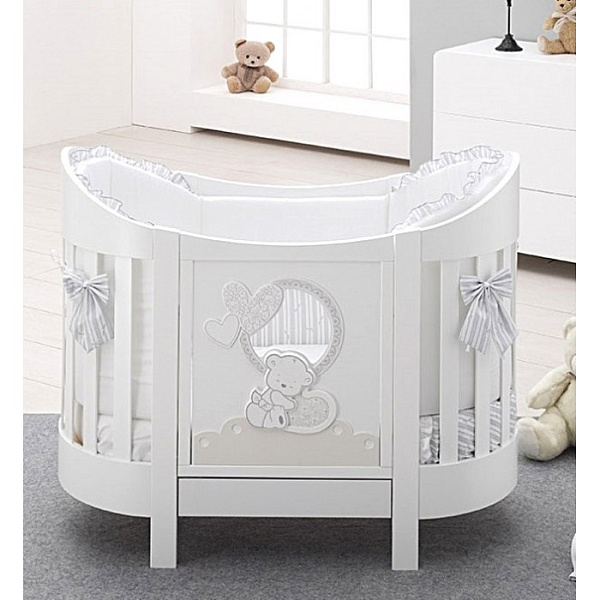 Детская кроватка Italbaby Love Oval с матрасом и комплектом белья из 4 предметов фото 1
