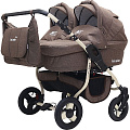 Детская коляска для двойни BartPlast Fenix Duo Prime 2 в 1 (05 Коричневый
						
					) — Фото