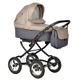 Детская коляска-люлька Indigo Blues Classic на черной раме (04 Бежевый
						
					) — Фото
