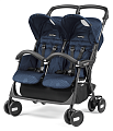 Детская прогулочная кoляcкa для двойни Peg-Perego Aria Shopper Twin Classico (Geo Navy
						
					) — Фото