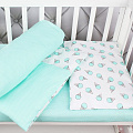 Комплект постельного белья в кроватку AmaroBaby Baby Boom из бязи, 3 предмета (Мороженки/мята) — Фото