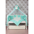 Комплект постели Premium в кроватку AmaroBaby Элит бязь, 18 предметов (Мятный
						
					) — Фото
