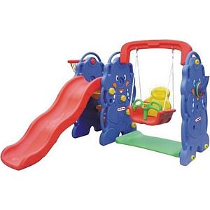 Игровой комплекс QiaoQiao Слон: горка + качели + баскетбольное кольцо + кольцеброс