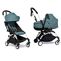 Детская коляска Babyzen Yoyo 2 Bassinet 2 в 1 на белой раме (Aqua
						
					) — Фото