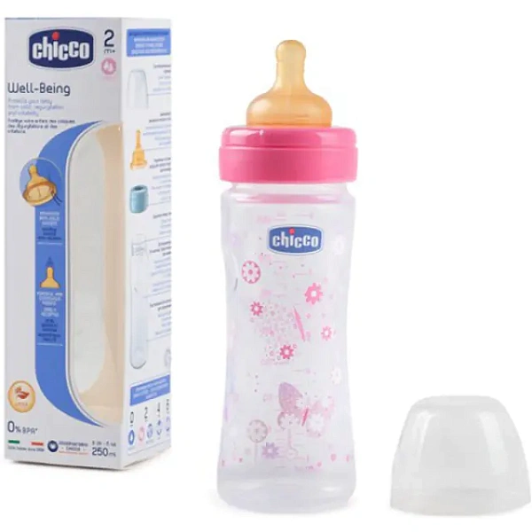 Бутылочка Chicco Well-Being Boy / Girl Чико Велл-Биинг Бой / Герл 250 мл, 2 мес.+, лат. соска, перем. поток, РР фото 4