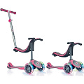 Трехколесный самокат-беговел Globber Evo 4 в 1 Plus 454 с подножками и 3 светящимися колесами (Pink) — Фото