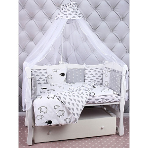 Универсальный комплект постели в кроватку AmaroBaby Good Night, 19 предметов