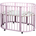 Овальная детская кроватка Nastella Baby Molly 7 в 1 без маятника (Розовый) — Фото