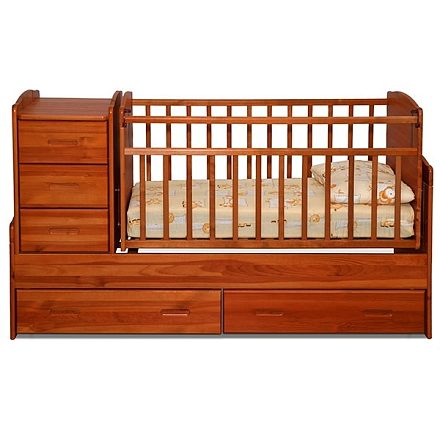 Детская кроватка-трансформер Noony Wood Chalet 7 в 1, поперечный маятник/ящик