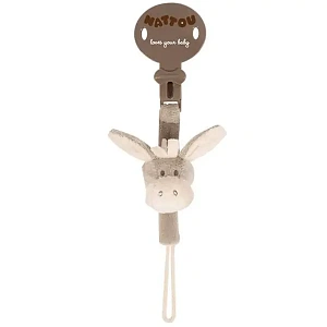 Игрушка-держатель соски Nattou Pacifinder Наттоу Пасифайндер Cappuccino Ослик Ослик 211147
