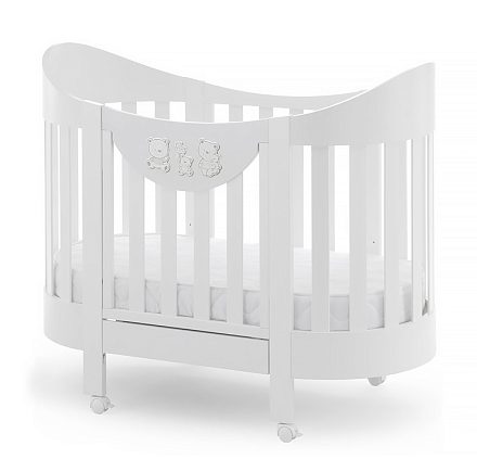 Детская кроватка Italbaby Happy Family Oval с матрасом и комплектом белья из 4 предметов