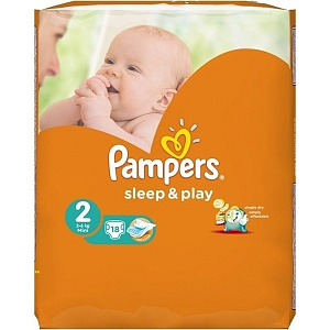 Детские подгузники Pampers Sleep & Play 2 Mini, 3-6 кг, 18 штук