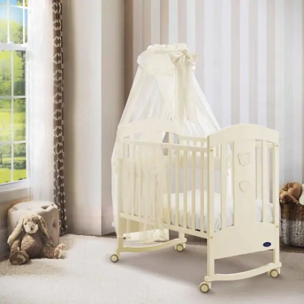 Комплект BV&BV Danny: БВ и БВ Дэнни кровать-колыбель 100 х 50 ivory + матрас + набор постельного белья с балдахином фото 1