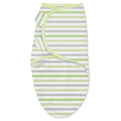76980 Конверт для пеленания из хлопка на липучке Summer Infant SwaddleMe размер s/m Серо-зеленые полоски