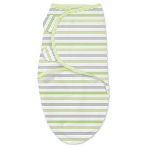 76980 Конверт для пеленания из хлопка на липучке Summer Infant SwaddleMe размер s/m Серо-зеленые полоски
