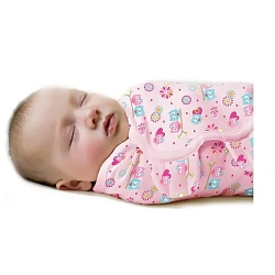 76450 Конверт для пеленания из хлопка на липучке Summer Infant SwaddleMe  размер s/m розовый с сердечками