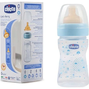 Бутылочка Chicco Well-Being Boy / Girl Чико Велл-Биинг Бой / Герл 150 мл, 0 мес.+, лат. соска, РР