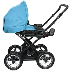 Детская коляска Jedo Classic Bartatina Elegance Alu Plus LC 2 в 1, стразы, амортизация на ремнях, черное шасси