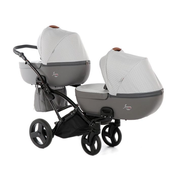 Детская коляска для двойни Junama Madena Duo Slim 2 в 1, ткань+экокожа — как выглядит в жизни