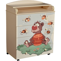 Пеленальный комод Кедр Fantasia Little Bee, 4 ящика