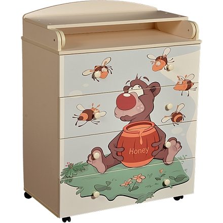Пеленальный комод Кедр Fantasia Little Bee, 4 ящика