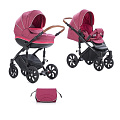 Детская коляска Tutis Mimi Style 2 в 1, ткань+эко-кожа (308 Бордовый лен + Брусничный 
						
					) — Фото