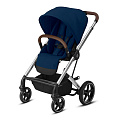 Детская прогулочная коляска Cybex Balios S Lux на серебряной раме (Navy Blue
						
					) — Фото