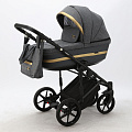 Детская коляска Adamex Rimini 2 в 1 (RI97 т.сер.+т.сер.кожа+золото отделка
						
					) — Фото