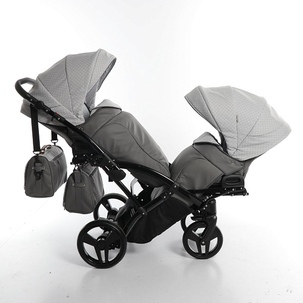 Детская коляска для двойни Junama Madena Duo Slim 2 в 1, ткань+эко-кожа фото 10