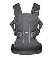 Многофункциональный рюкзак-кенгуру BabyBjorn One Cotton для ношения ребёнка на груди и на спине (Серый-пинстрайп) — Фото